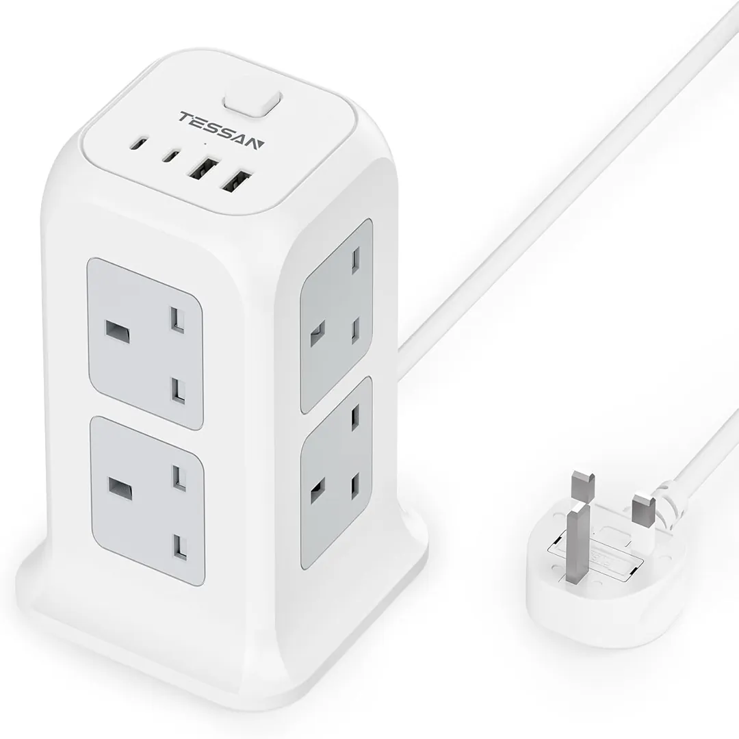 TESSAN 8 way extension lead with four USB slots product image
