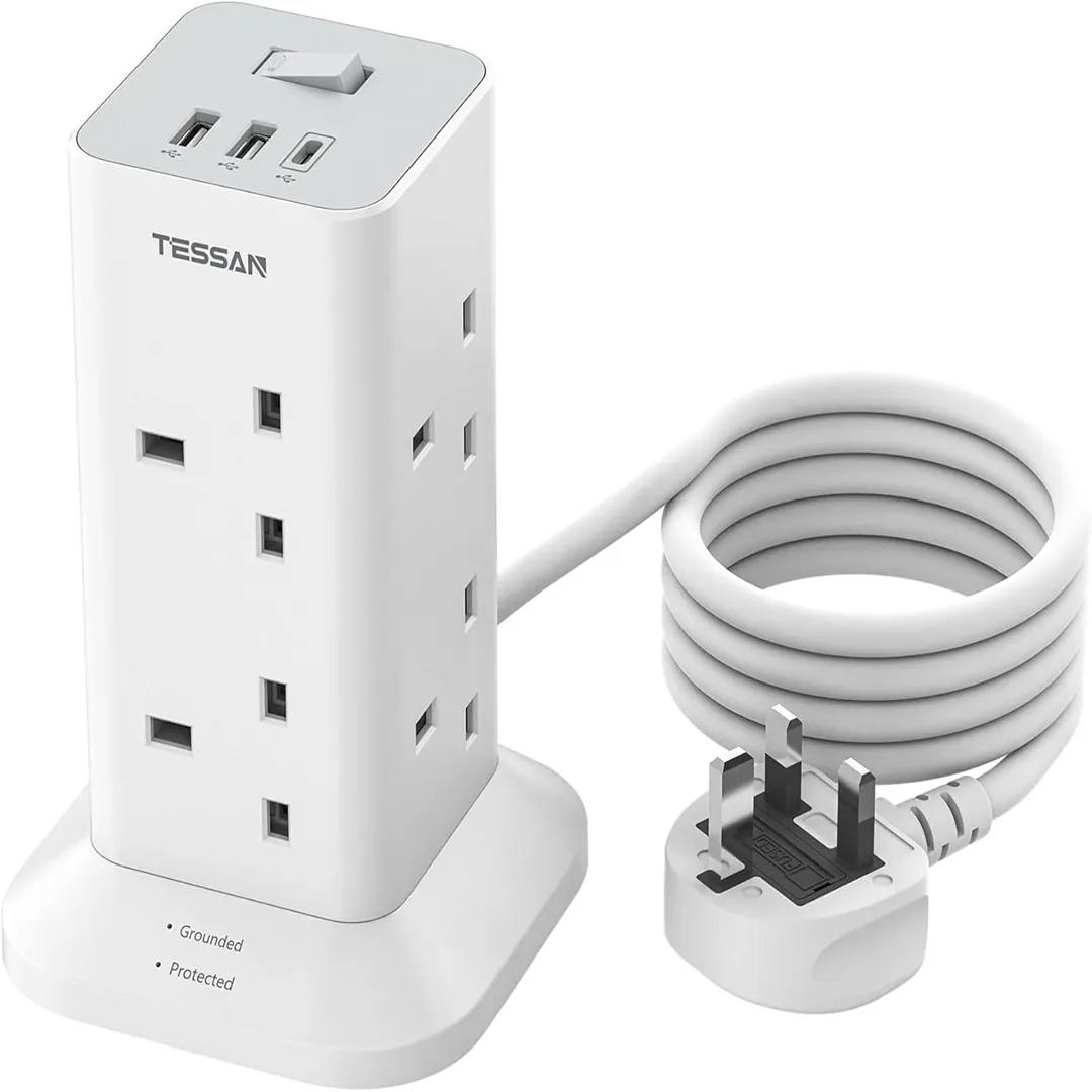 TESSAN tower extension lead with USB C product image