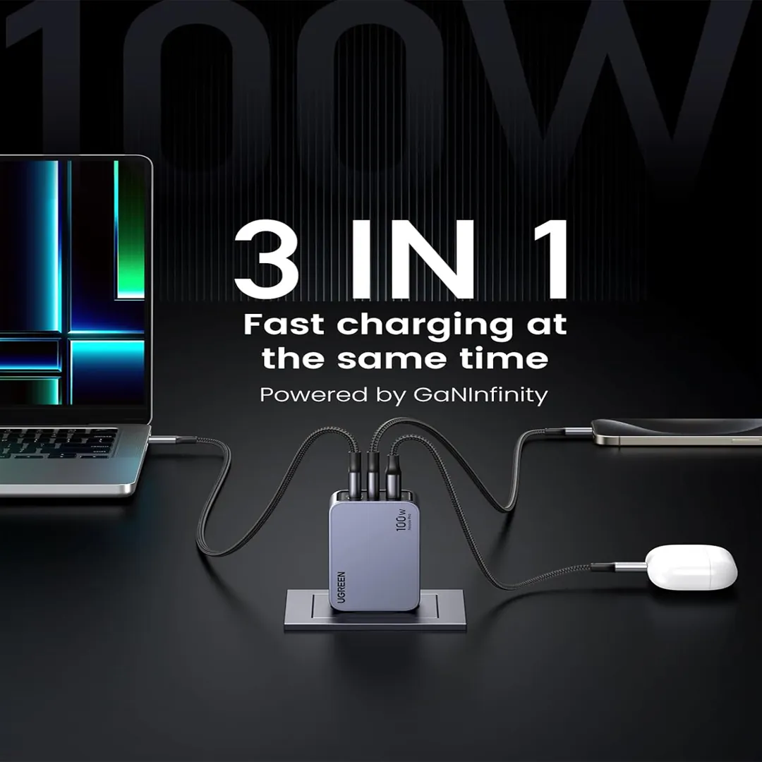 UGREEN Nexode Pro 100W 3-port GaN charger card image
