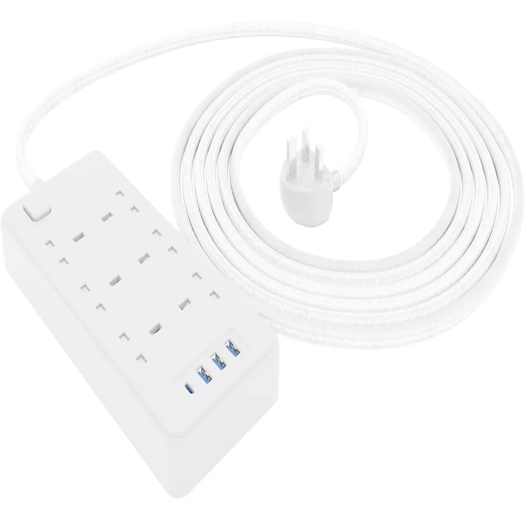 Amazon Basics surge protector with USB A and USB C product image