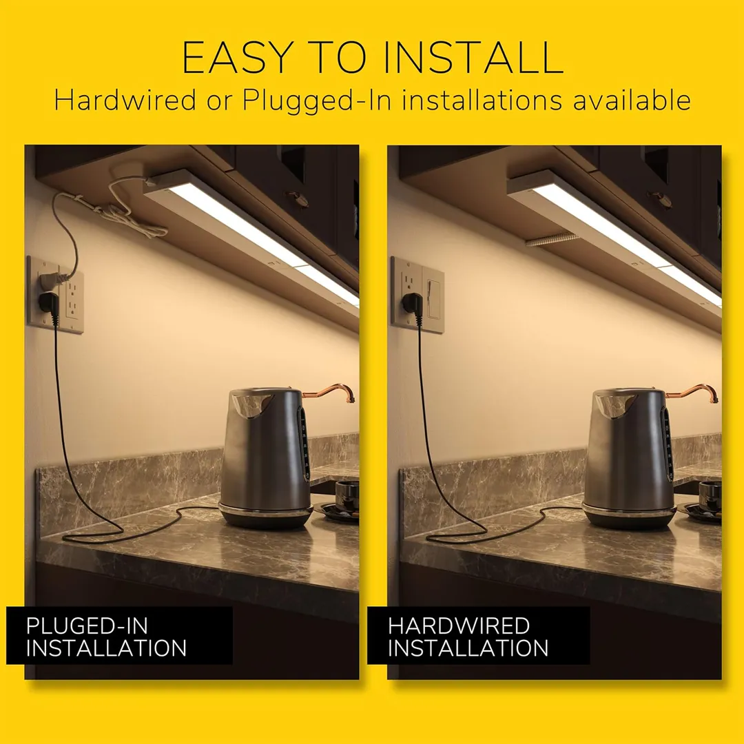 Getinlight selectable white under cabinet light for plug-in or hardwired use
