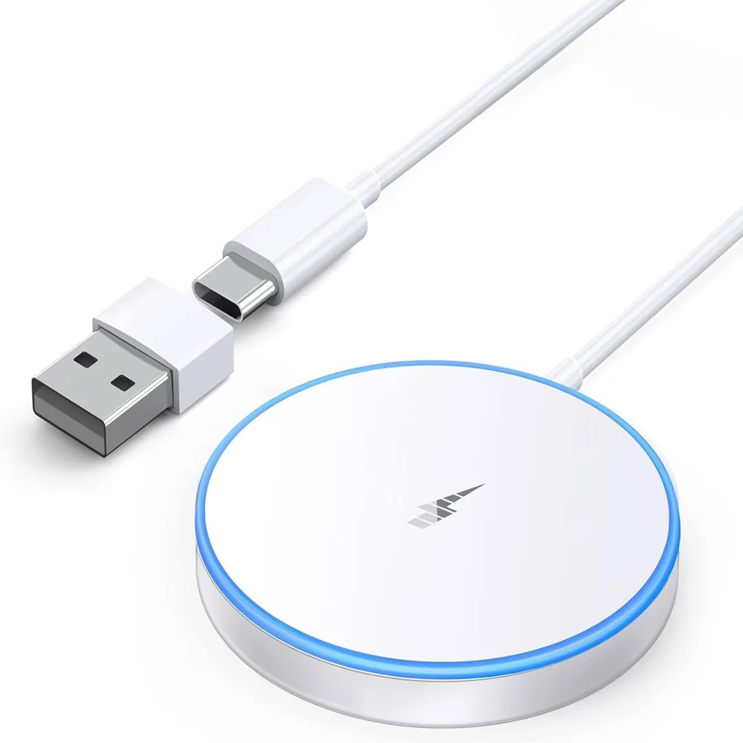 Magnetic wireless charger fast Apple Mag Safe charger LED magnet charging pad dual ports