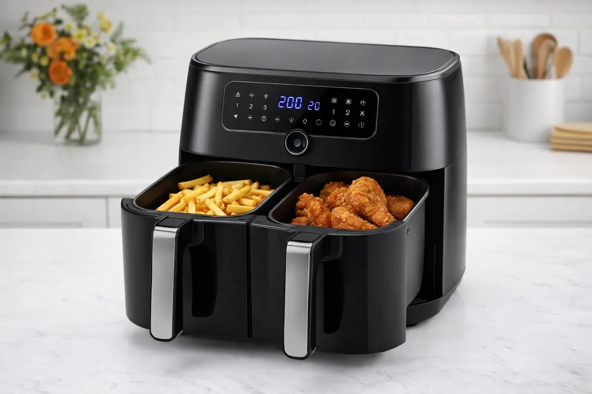 Dual basket air fryer demo image